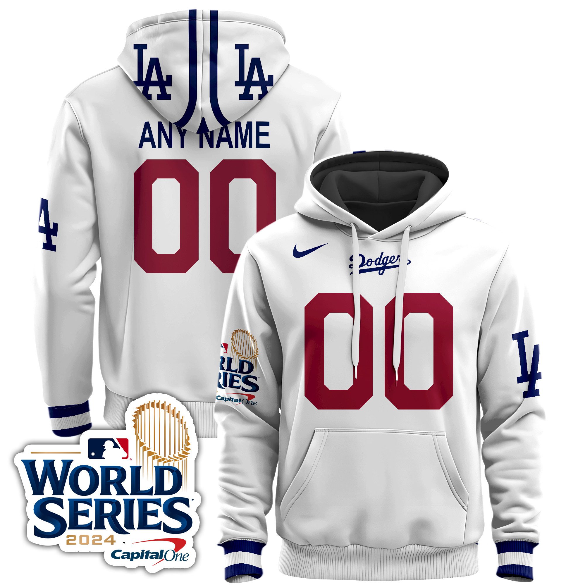 Los Angeles Dodgers 2025 World Series Custom Name Number Hoodie Style Jersey