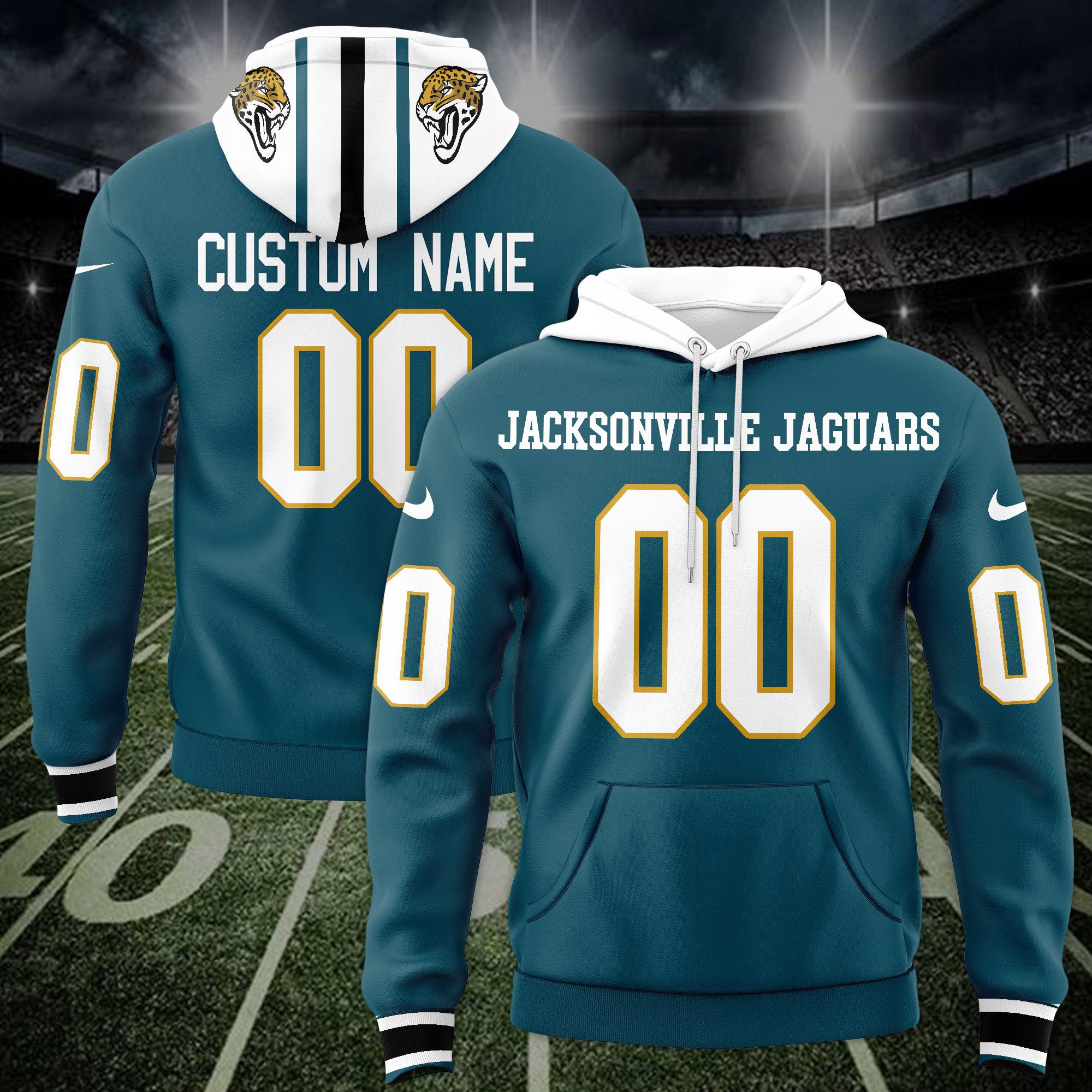 Jacksonville Jaguars Custom Name And Number Hoodie Style Jersey 2025