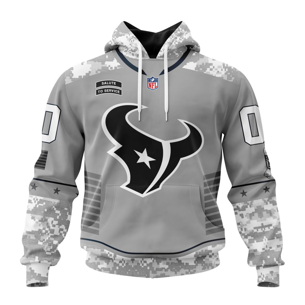 Houston Texans Specialized Design Camo Hoodie Salute To Service Club Personalized Letters Custom Number
