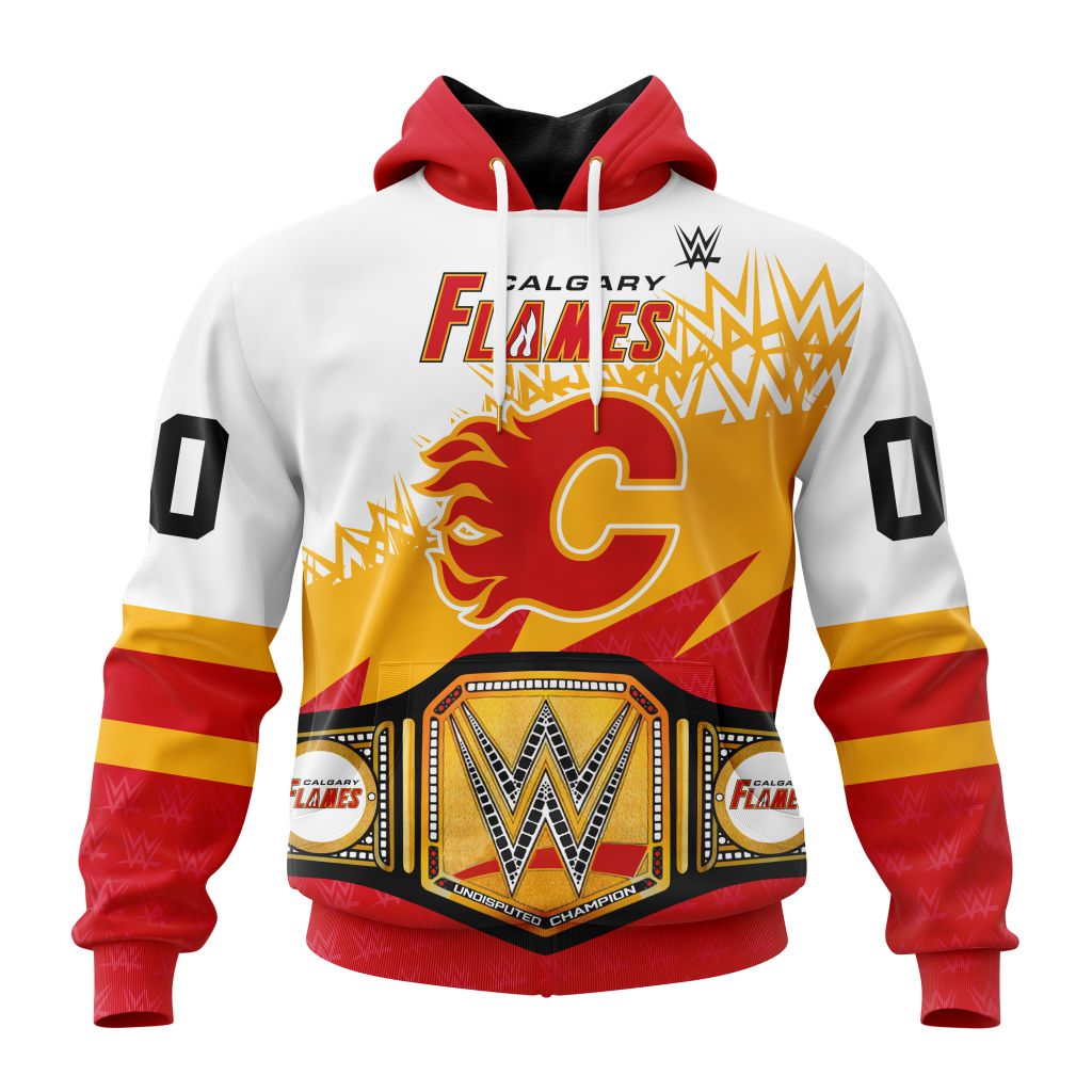 Nhl Calgary Flames Special Wwe Design Hoodie 3D All Over Print