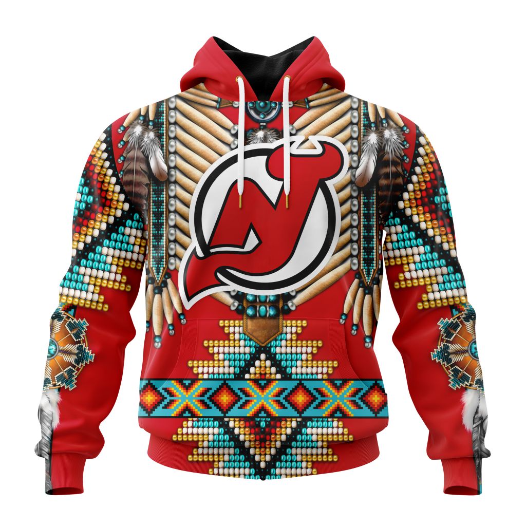 Nhl New Jersey Devils Special Native Costume Design Hoodie 3D All Over Print
