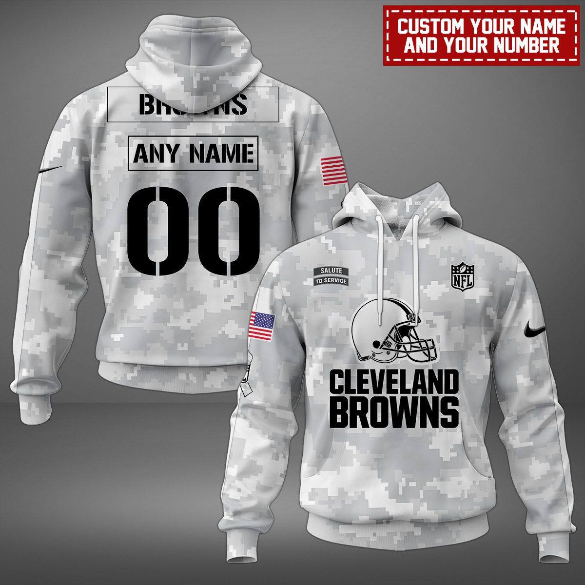 Cleveland Browns Nfl Salute To Service Hoodie Personalized
