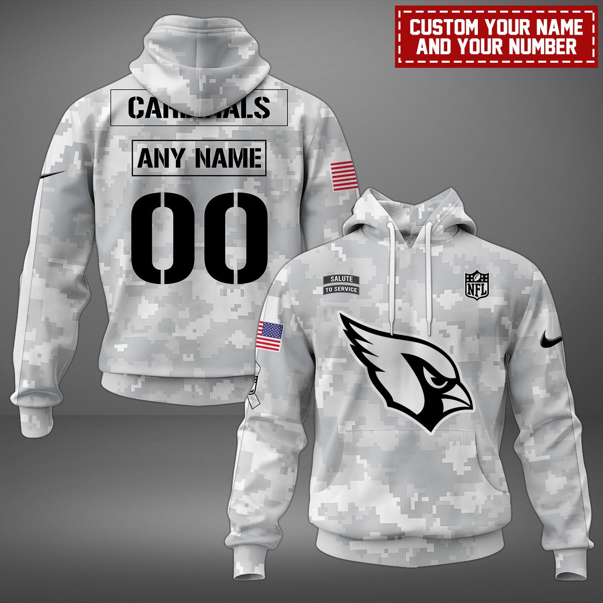 Arizona Cardinals Nfl Salute To Service Hoodie Personalized