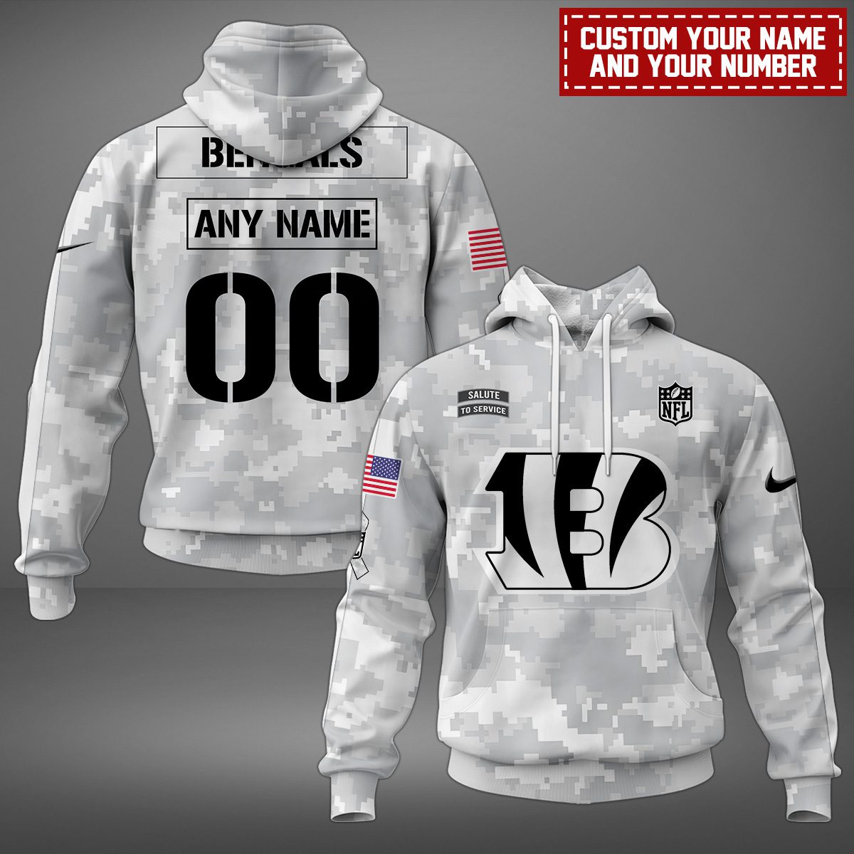 Cincinnati Bengals Nfl Salute To Service Personalized Hoodie