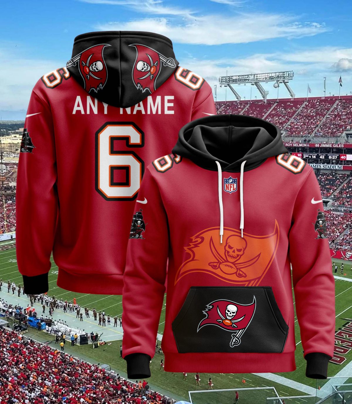 Tampa Bay Buccaneers Nfl Custom Name And Number Hoodie 3D Print For Sport Fans