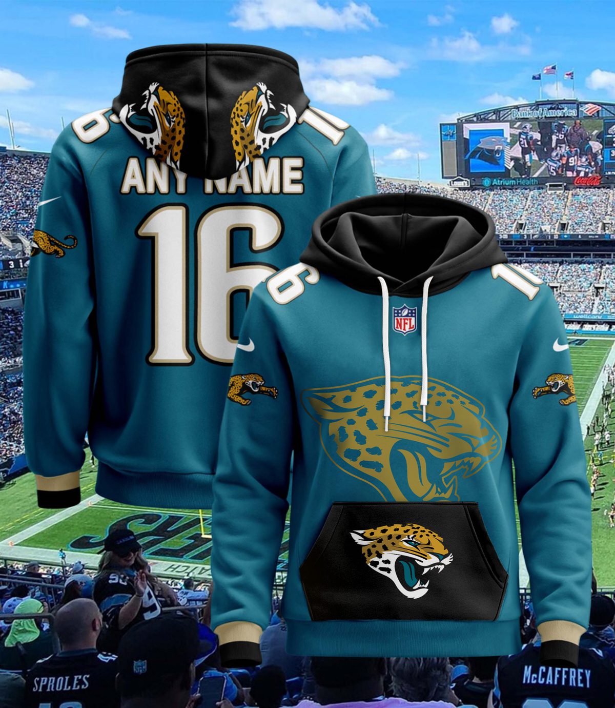 Jacksonville Jaguars Nfl Custom Name And Number Hoodie 3D Print For Sport Fans
