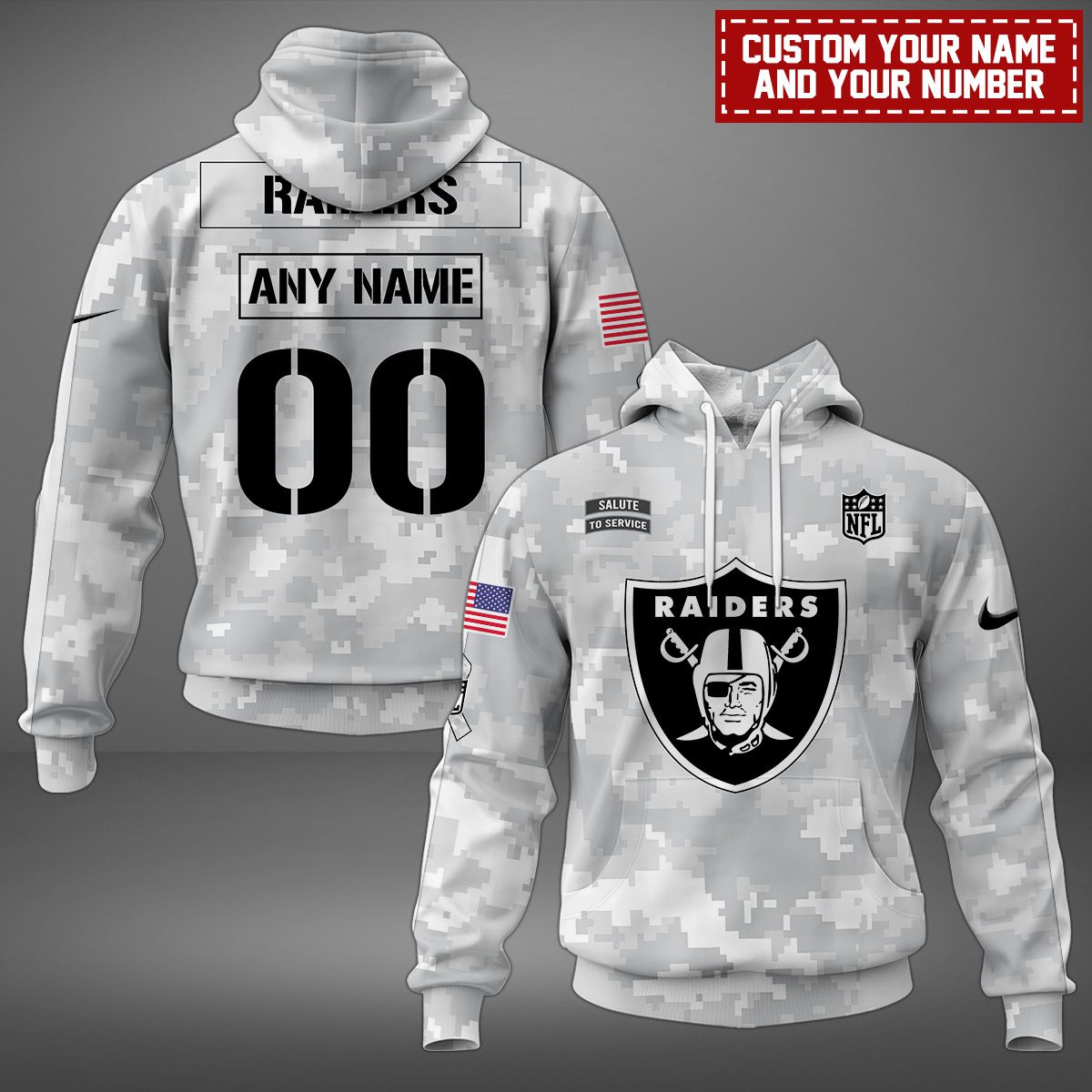Las Vegas Raiders Nfl Salute To Service Hoodie Personalized