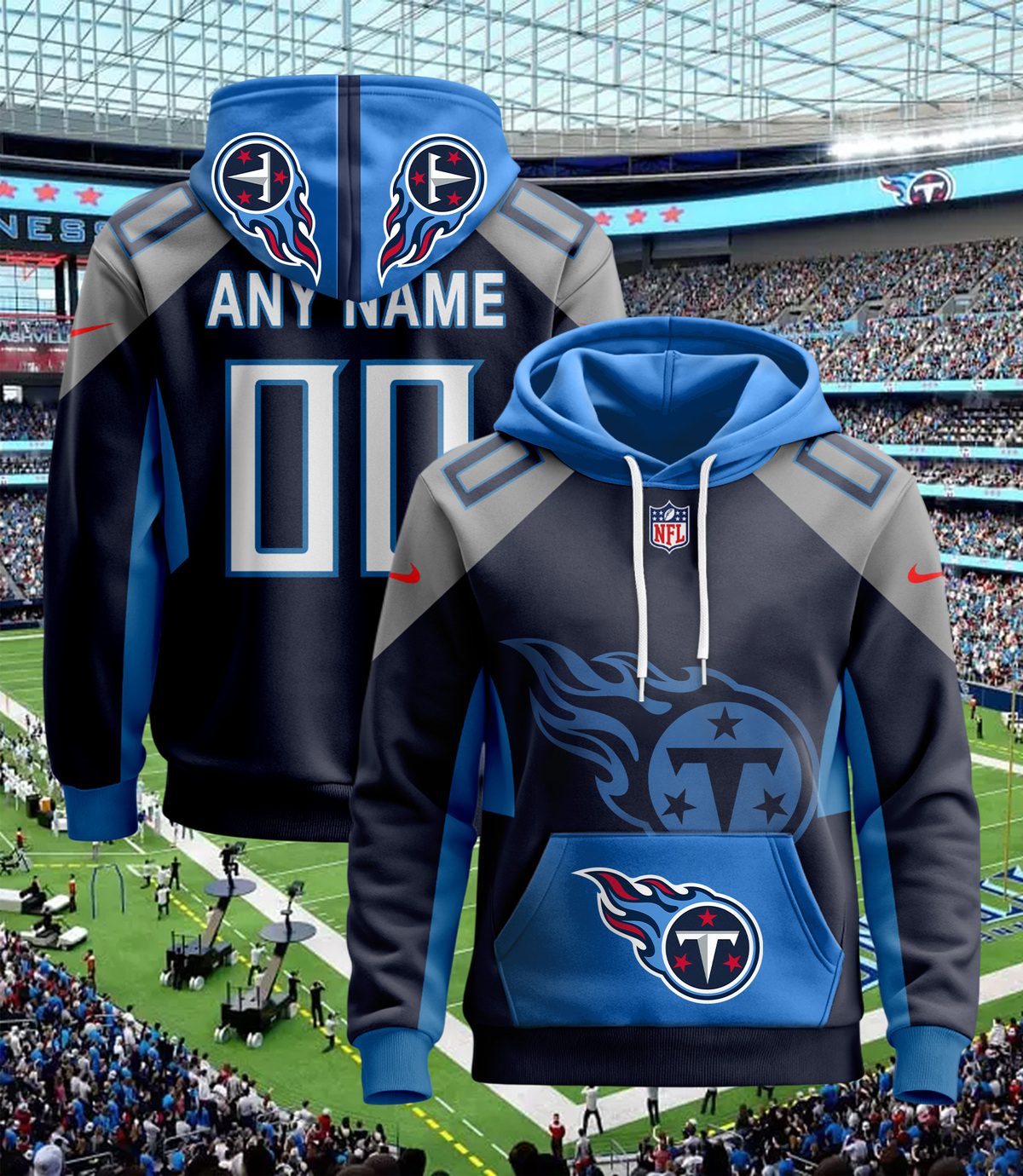 Tennessee Titans Nfl Custom Name And Number Hoodie 3D Print For Sport Fans