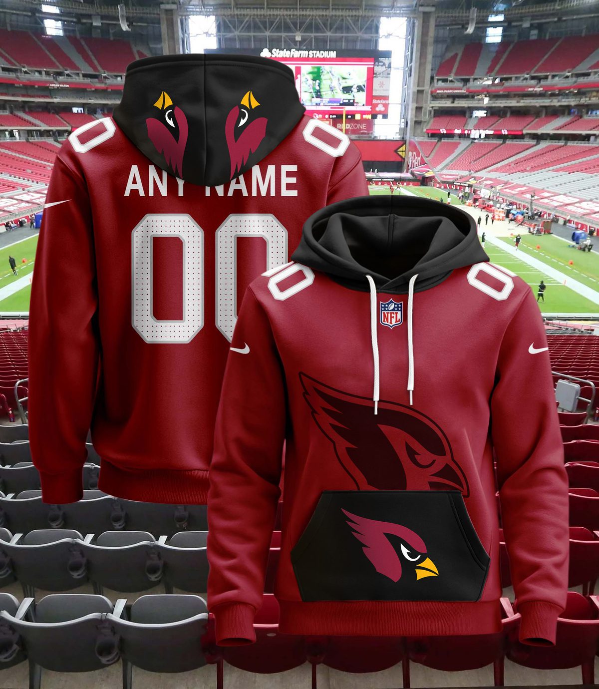 Arizona Cardinals Nfl Custom Name And Number Hoodie 3D Print For Sport Fans