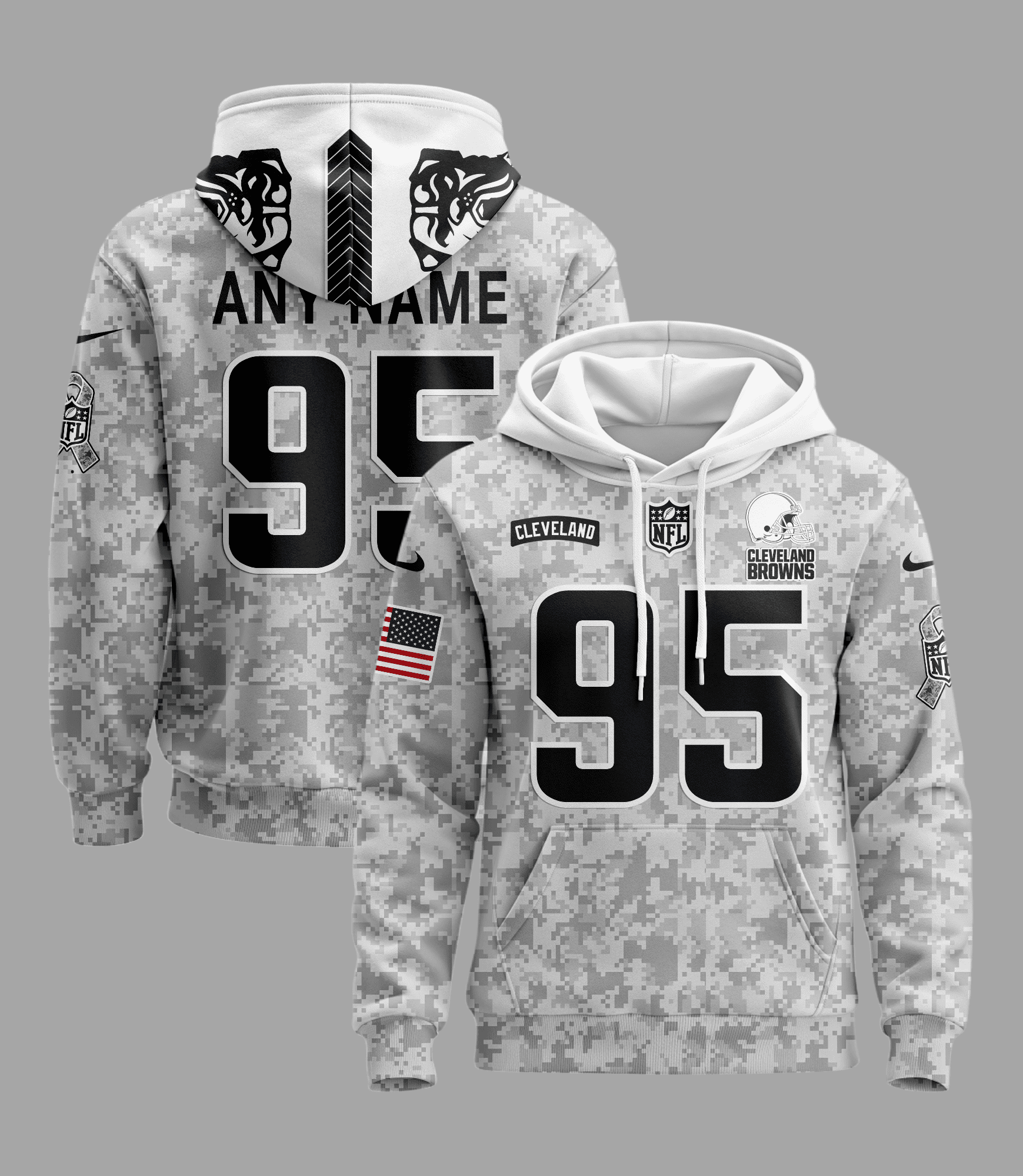 Cleveland Browns Nfl Personalized Camo Veteran Hoodie