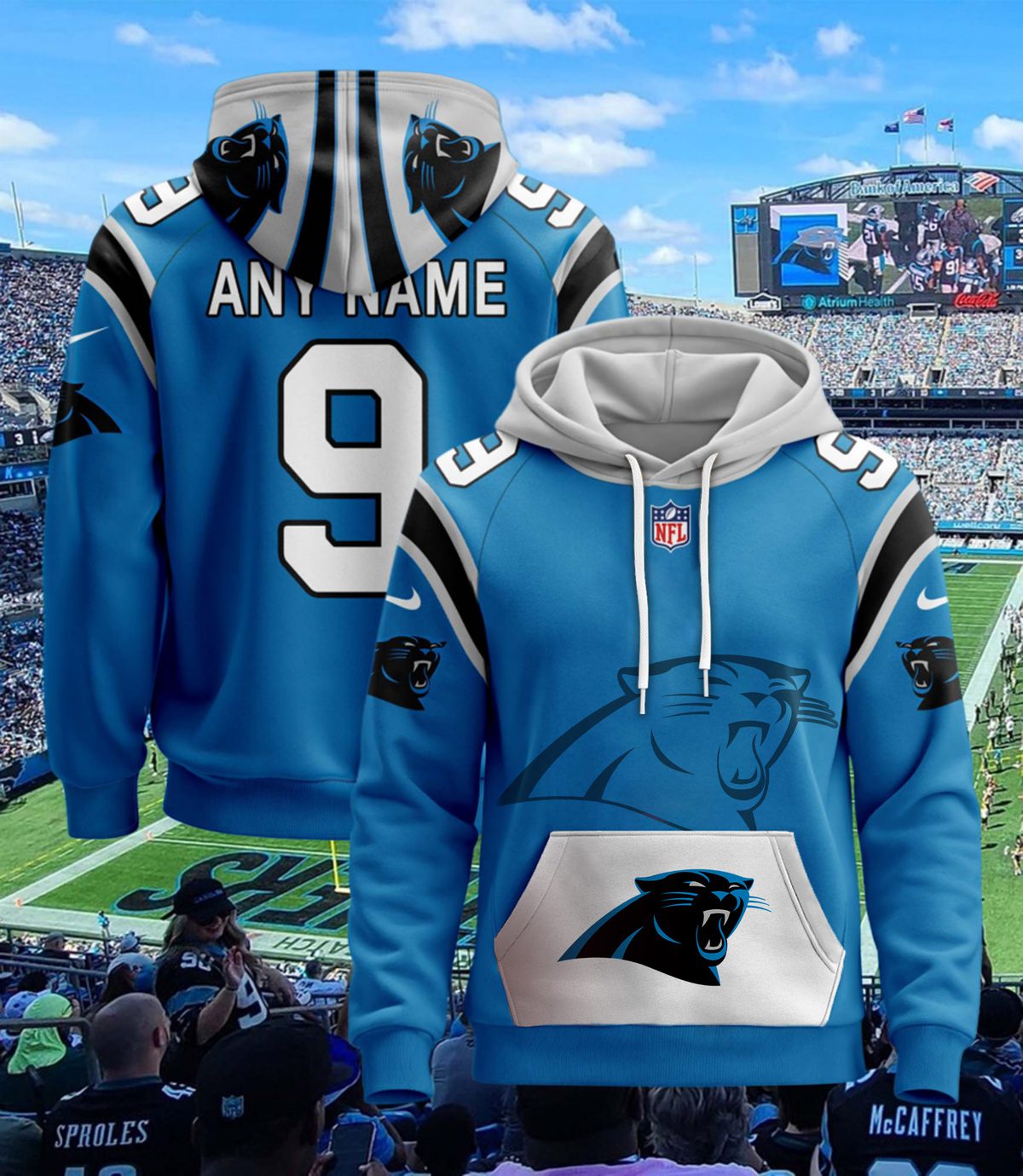 Carolina Panthers Nfl Custom Name And Number Hoodie 3D Print For Sport Fans