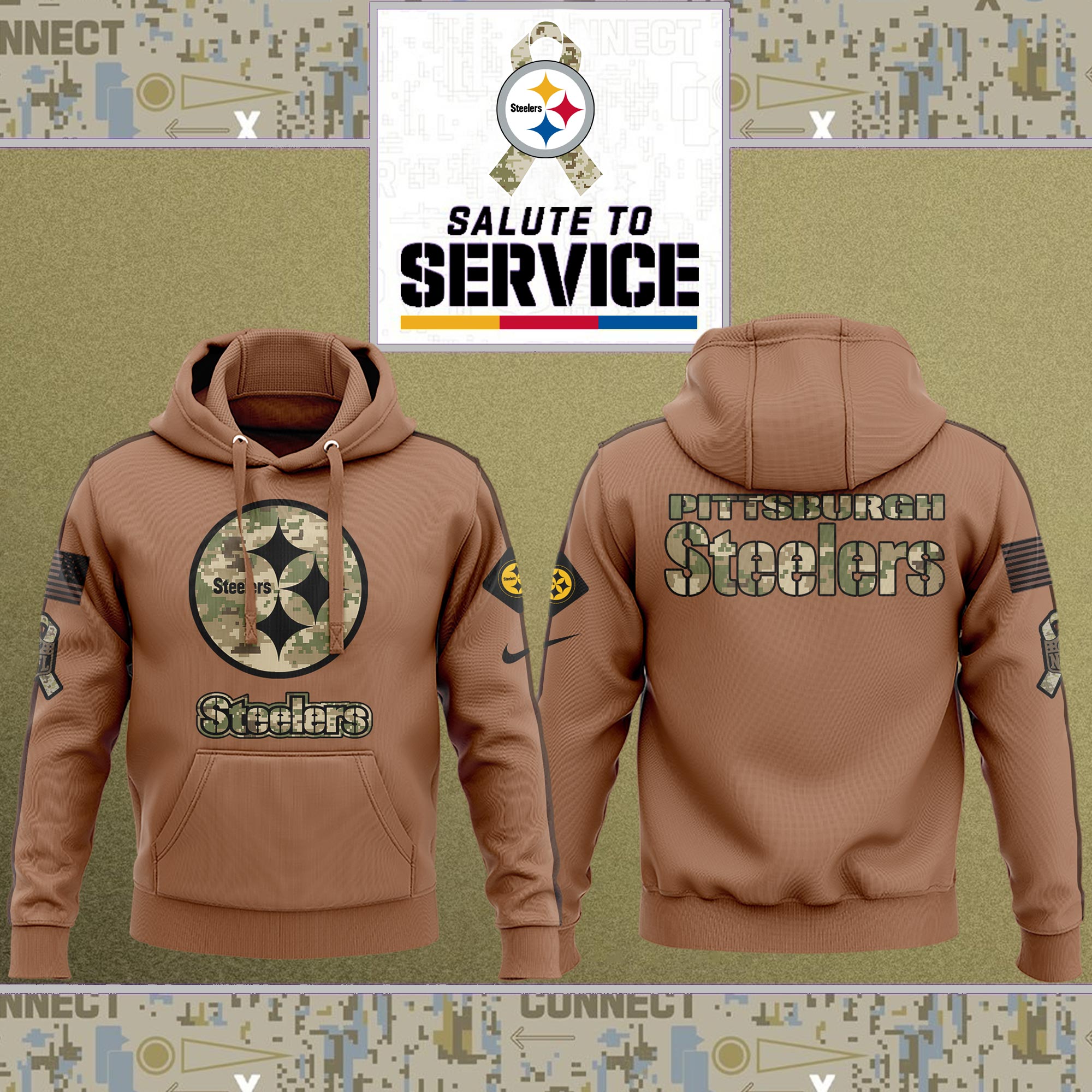 Pittsburgh Steelers Nfl Salute To Service Veteran New Logo 3D Hoodie