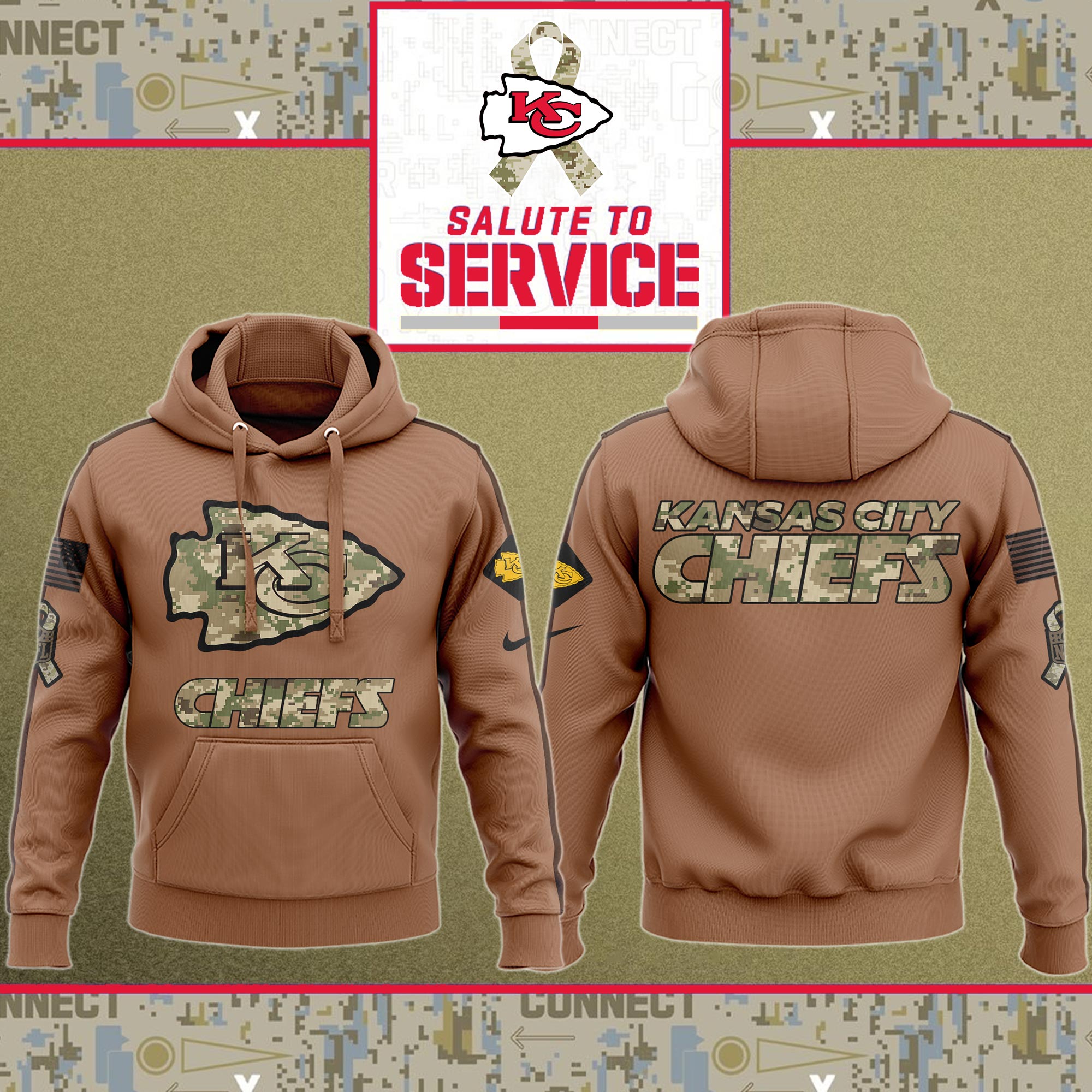 Kansas City Chiefs Nfl Salute To Service Veteran New Logo 3D Hoodie