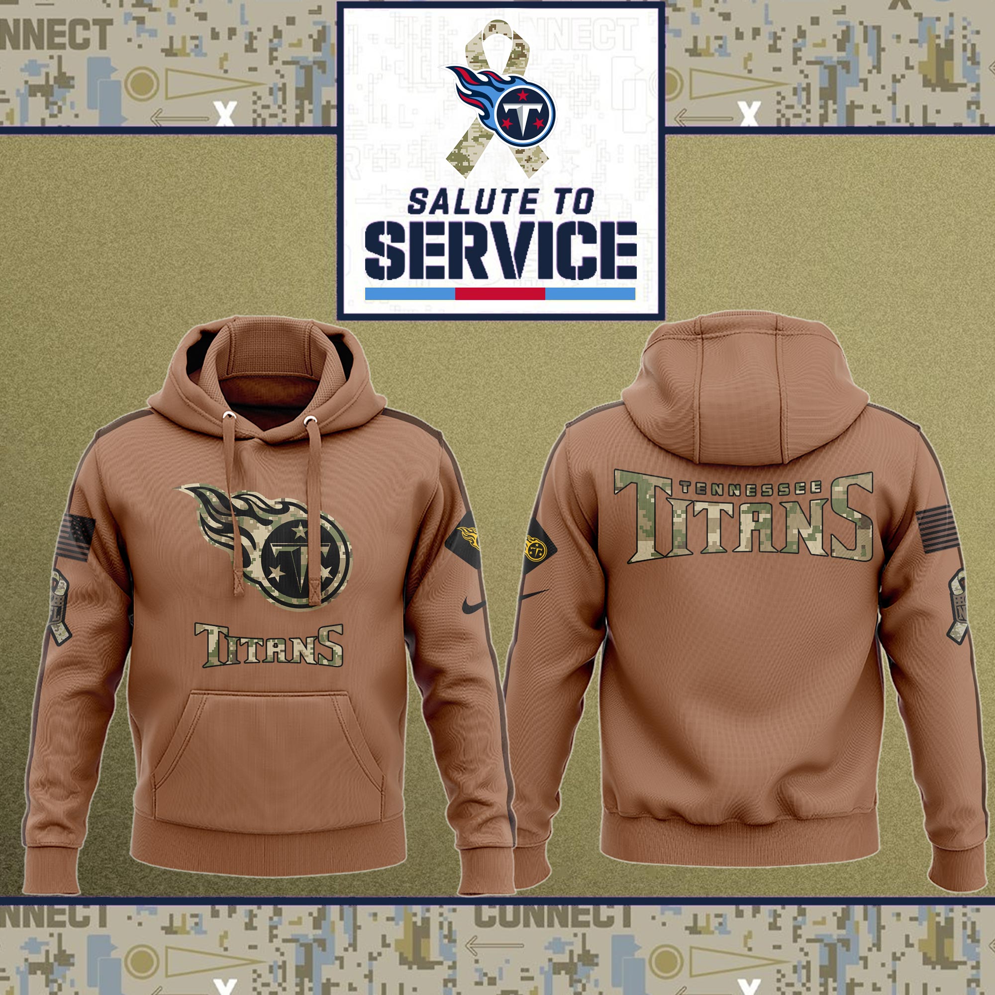 Tennessee Titans Nfl Salute To Service Veteran New Logo 3D Hoodie