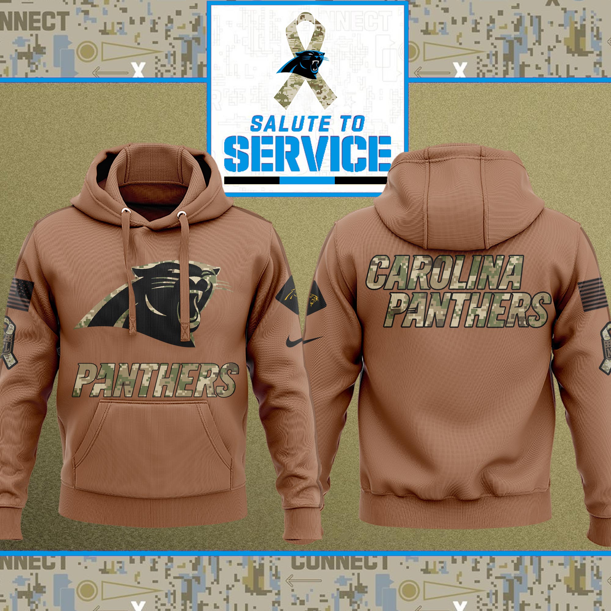 Carolina Panthers Nfl Salute To Service Veteran New Logo 3D Hoodie