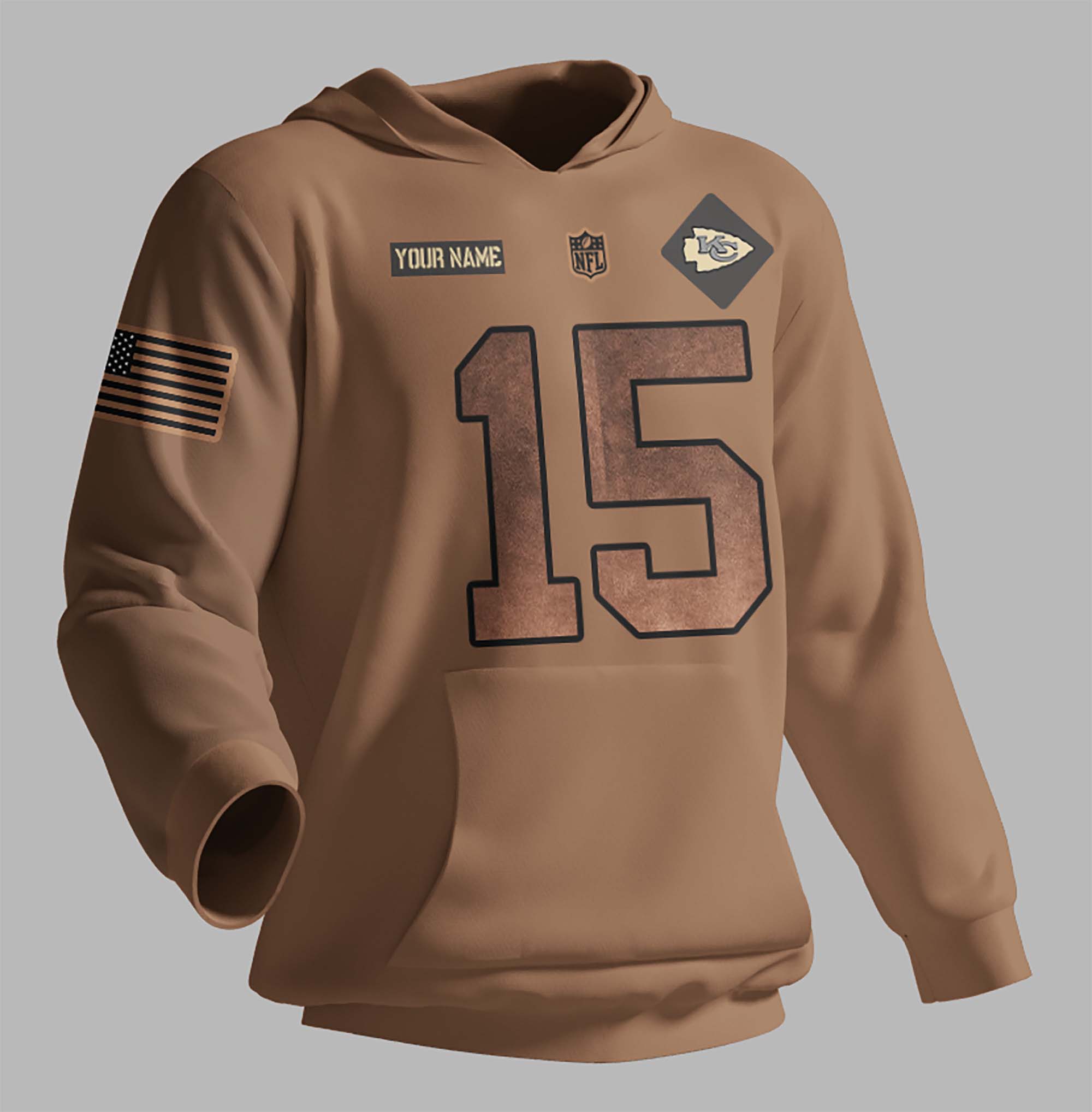 Kansas City Chiefs Nfl Salute To Service Custom Name And Number 3D Hoodie