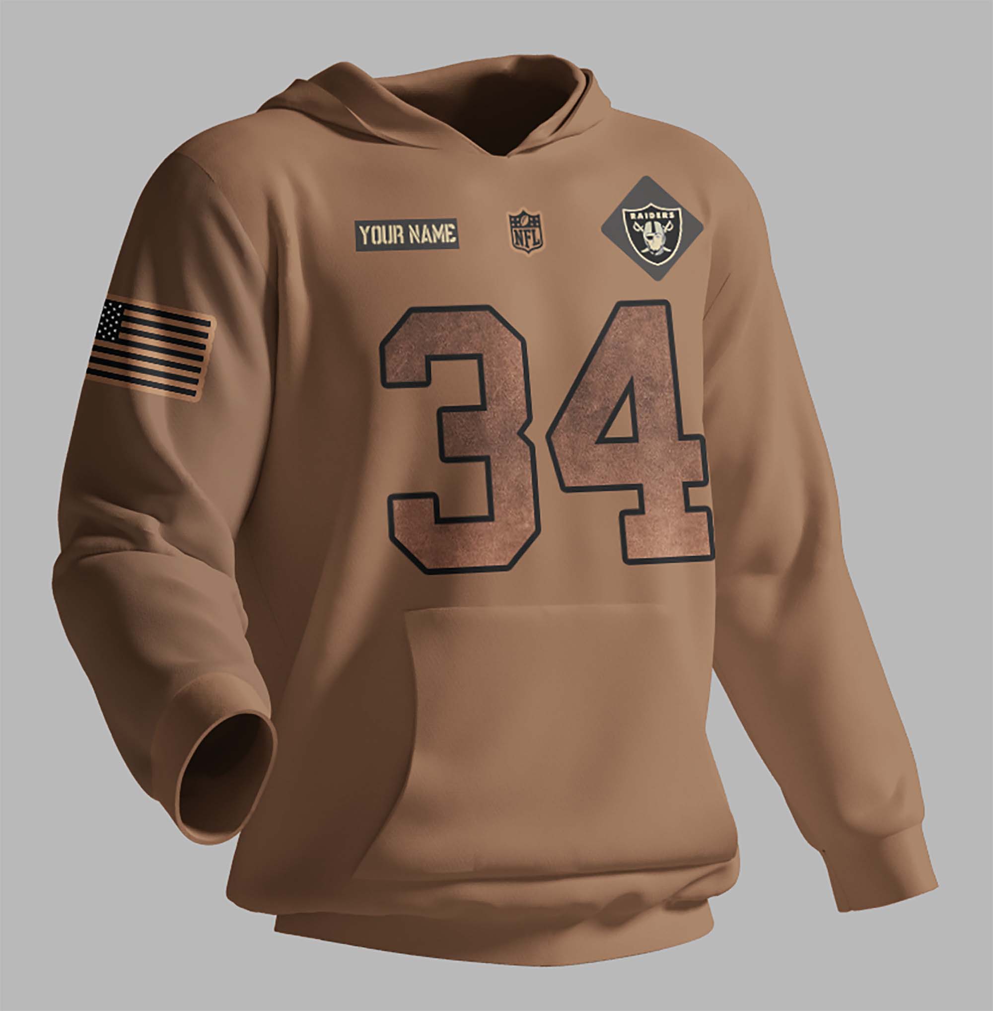 Las Vegas Raiders Nfl Salute To Service Custom Name And Number 3D Hoodie