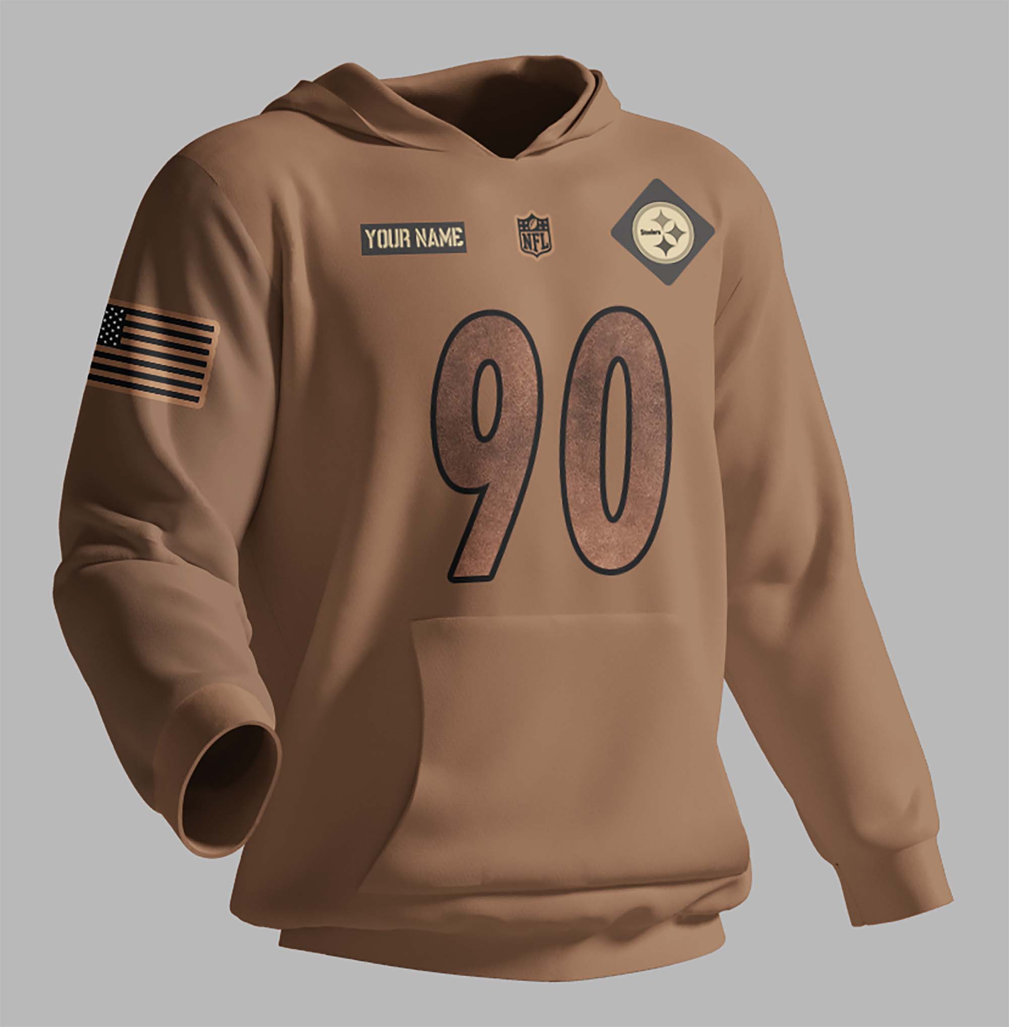 Pittsburgh Steelers Nfl Salute To Service Custom Name And Number 3D Hoodie