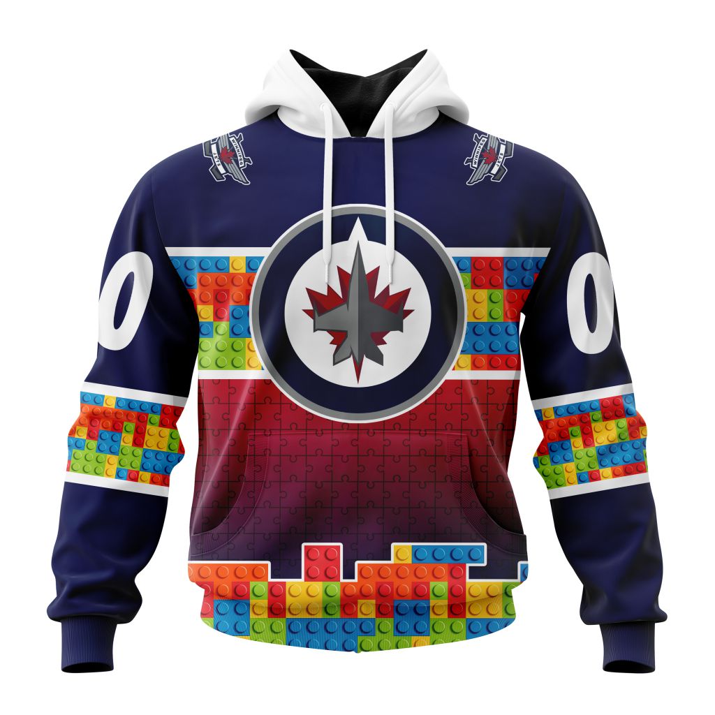 Personalized Nhl Winnipeg Jets Autism Awareness Design Hoodie