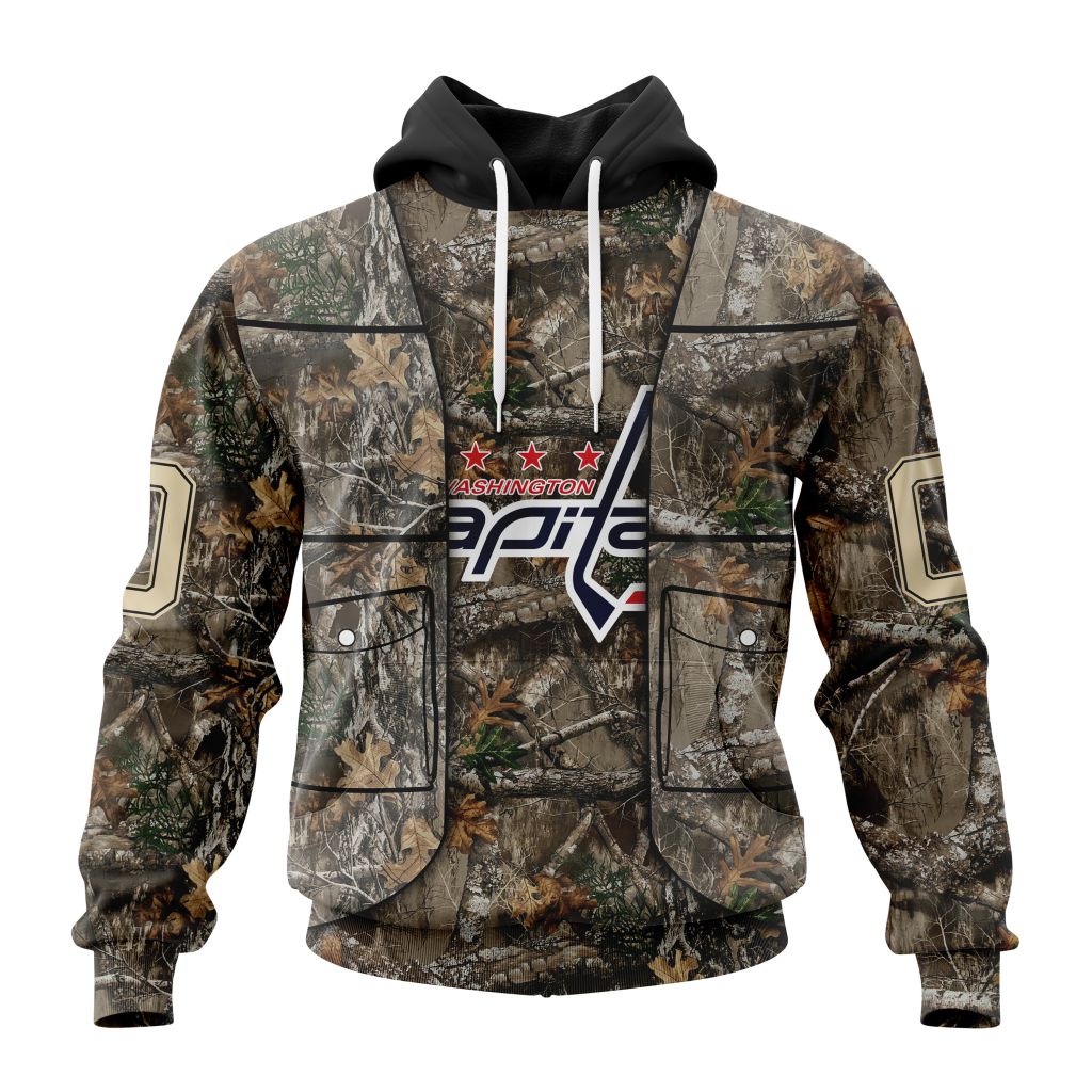 Personalized Nhl Washington Capitals Vest Kits With Realtree Camo Pullover Hoodie