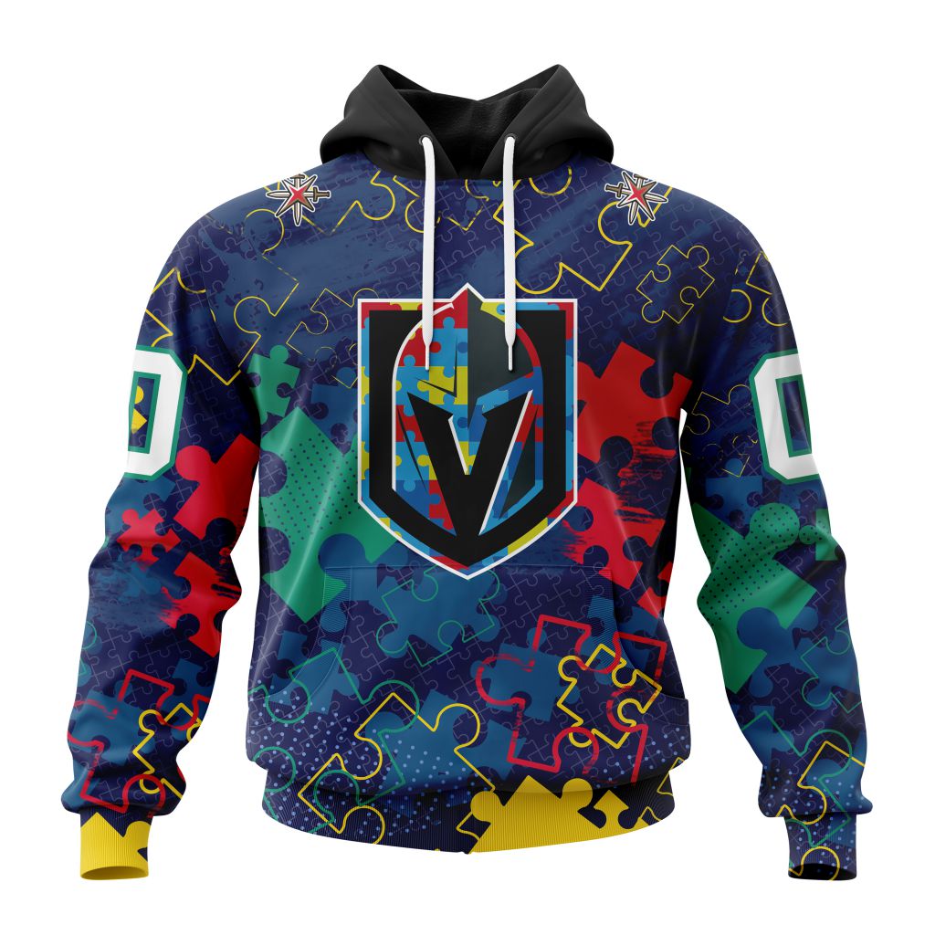 Personalized Nhl Vegas Golden Knights Specialized Fearless Against Autism Pullover Hoodie