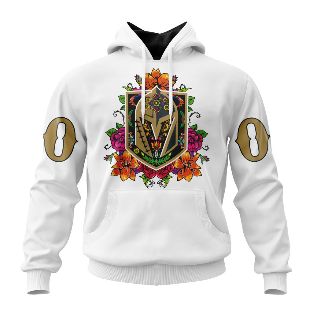 Personalized Nhl Vegas Golden Knights Specialized Dia De Muertos Pullover Hoodie