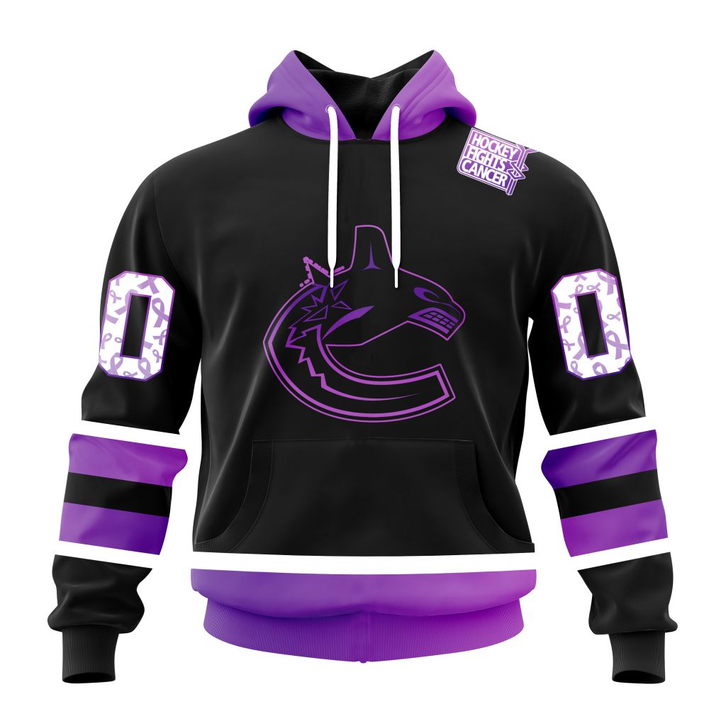 Personalized Nhl Vancouver Canucks Special Black Hockey Fights Cancer Pullover Hoodie