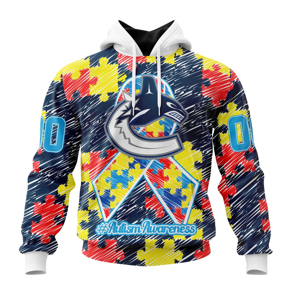 Personalized Nhl Vancouver Canucks Special Autism Awareness Month Pullover Hoodie