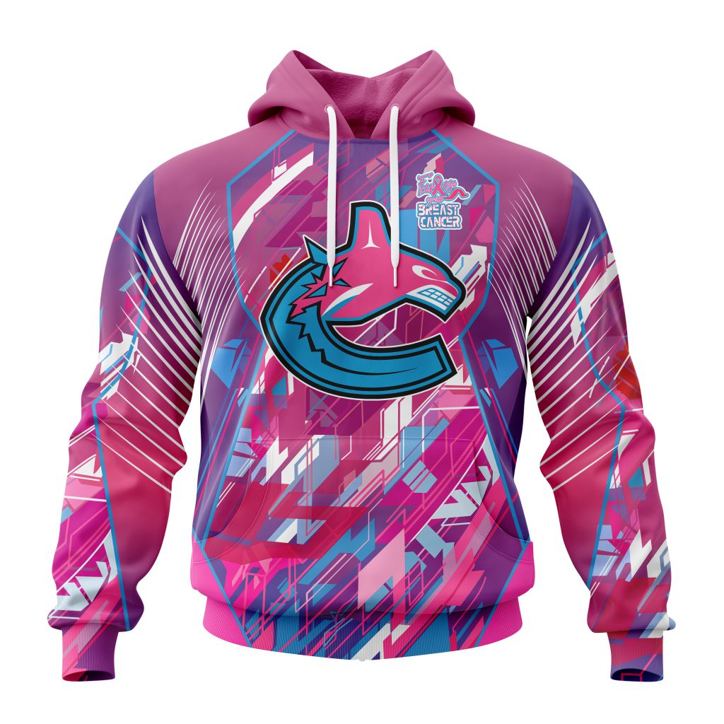 Personalized Nhl Vancouver Canucks I Pink I Can Fearless Again Breast Cancer Pullover Hoodie