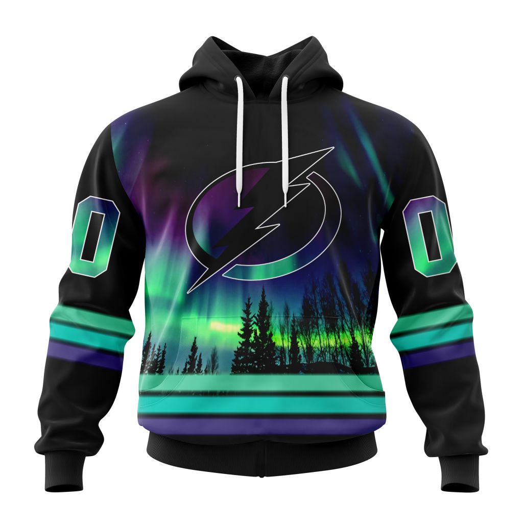Personalized Nhl Tampa Bay Lightning Special Design With Northern Lights Pullover Hoodie