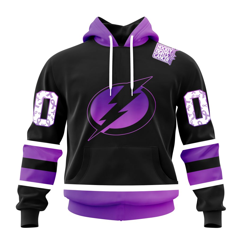 Personalized Nhl Tampa Bay Lightning Special Black Hockey Fights Cancer Pullover Hoodie