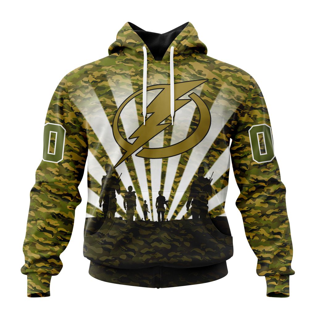 Personalized Nhl Tampa Bay Lightning Military Camo Kits For Veterans Day And Rememberance Day Pullover Hoodie