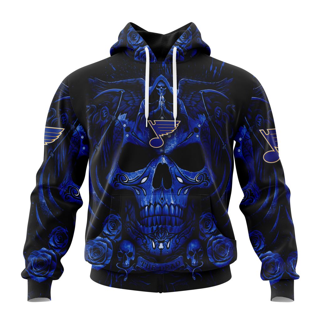 Personalized Nhl St. Louis Blues Special Design With Skull Art Pullover Hoodie
