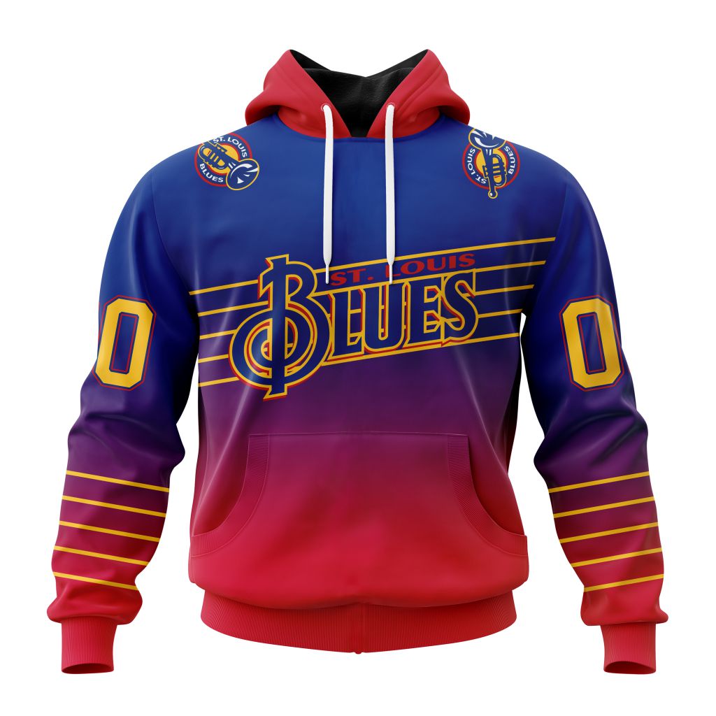 Personalized Nhl St. Louis Blues Special Retro Gradient Design Pullover Hoodie