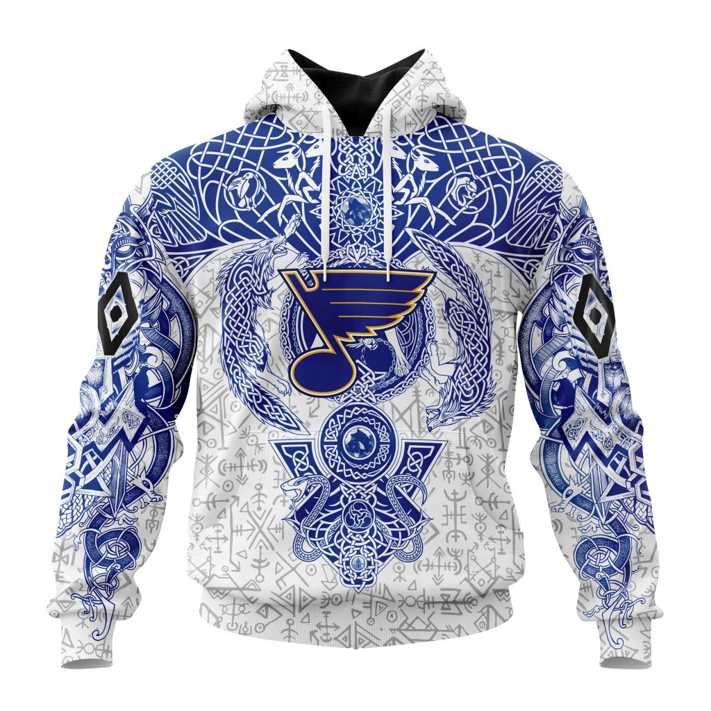 Personalized Nhl St. Louis Blues Special Norse Viking Symbols Pullover Hoodie