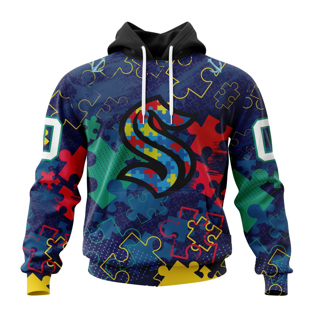 Personalized Nhl Seattle Kraken Specialized Fearless Against Autism Pullover Hoodie