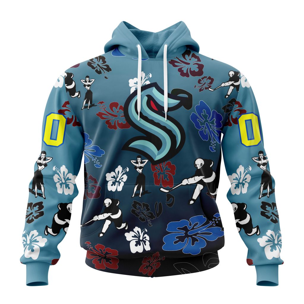 Personalized Nhl Seattle Kraken Hawaiian Style Design For Fans Pullover Hoodie