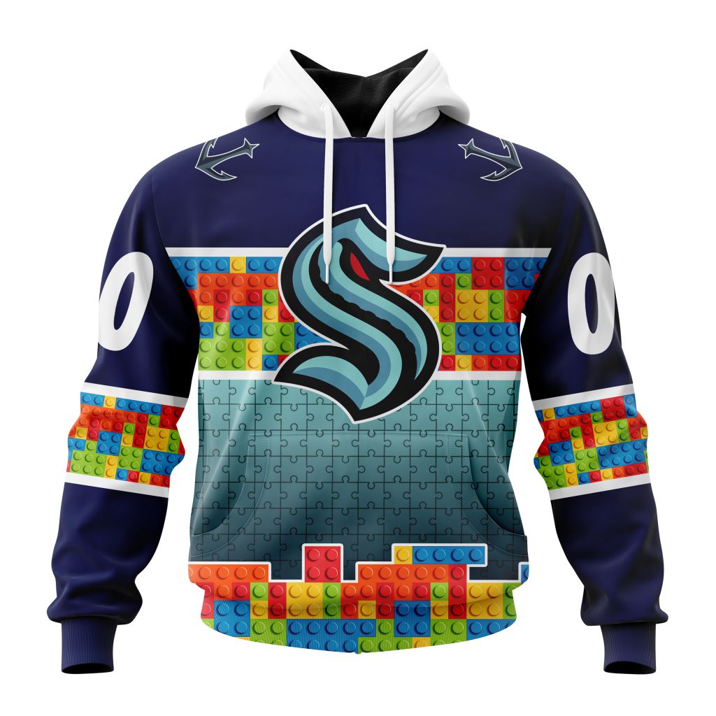 Personalized Nhl Seattle Kraken Autism Awareness Design Hoodie
