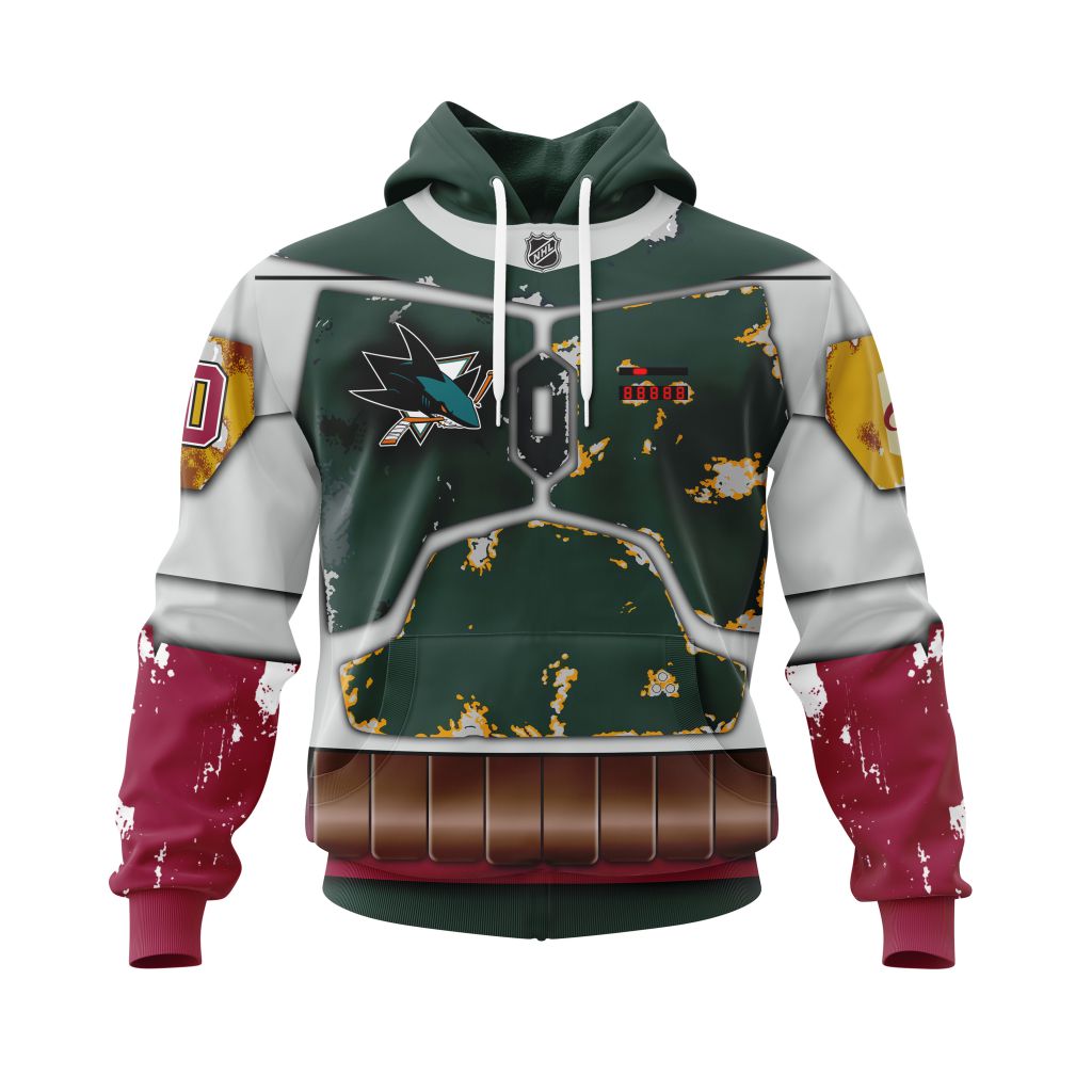Personalized Nhl San Jose Sharks X Boba Fett Armor Pullover Hoodie