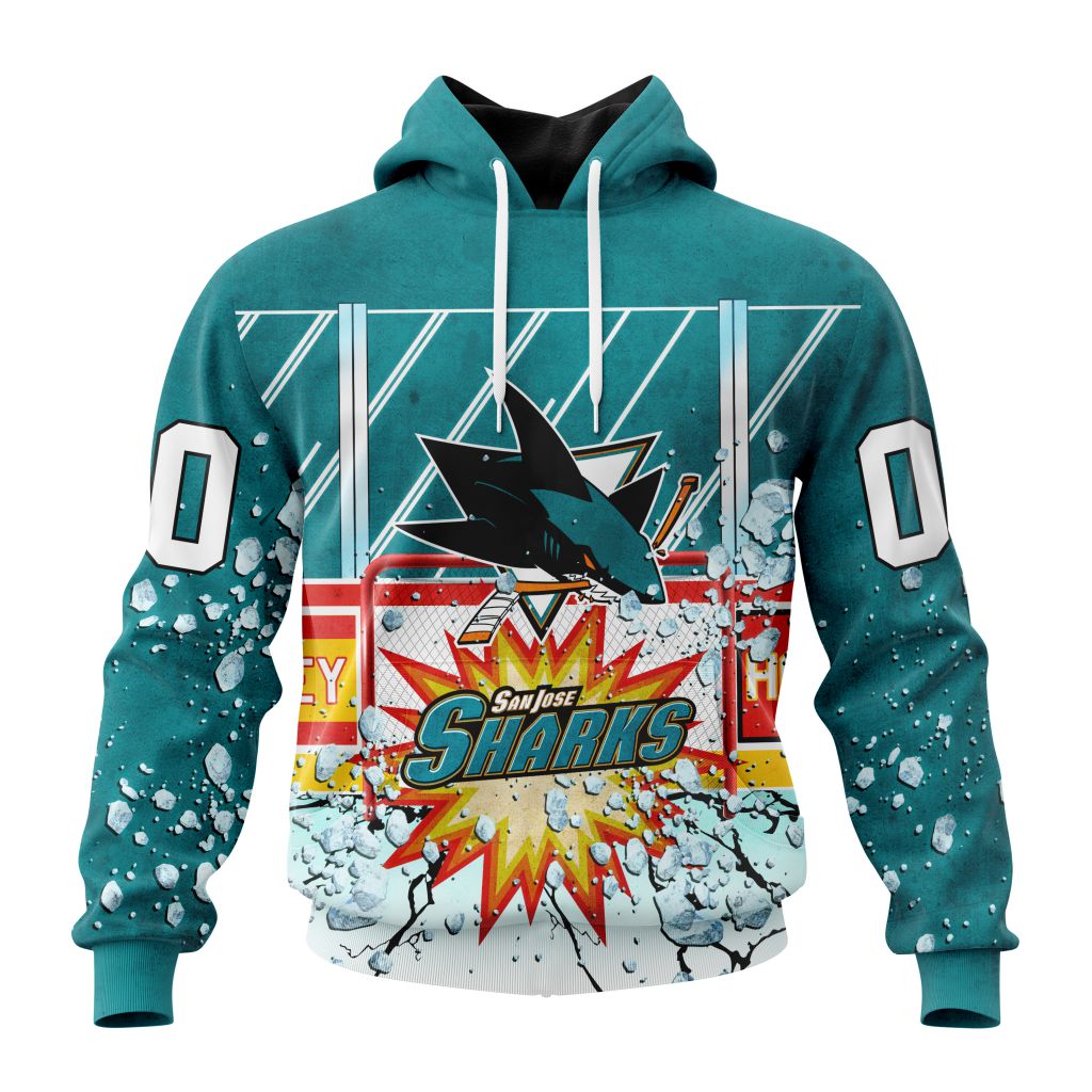 Personalized Nhl San Jose Sharks With Ice Hockey Arena Pullover Hoodie