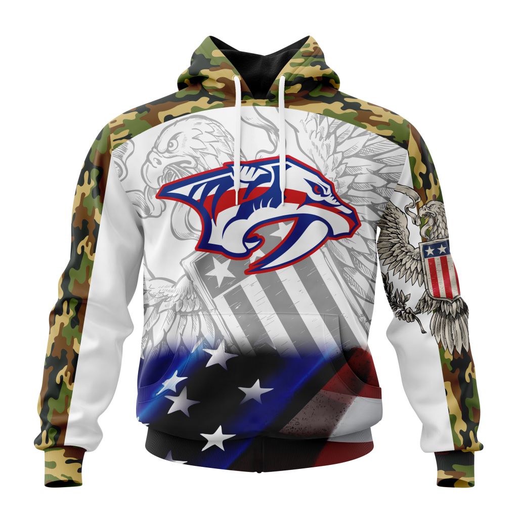Personalized Nhl Nashville Predators Specialized Design With Our America Eagle Flag Pullover Hoodie