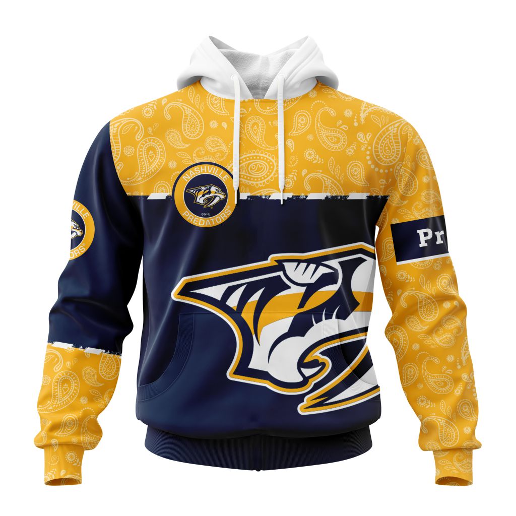 Personalized Nhl Nashville Predators Specialized Hockey With Paisley Pullover Hoodie