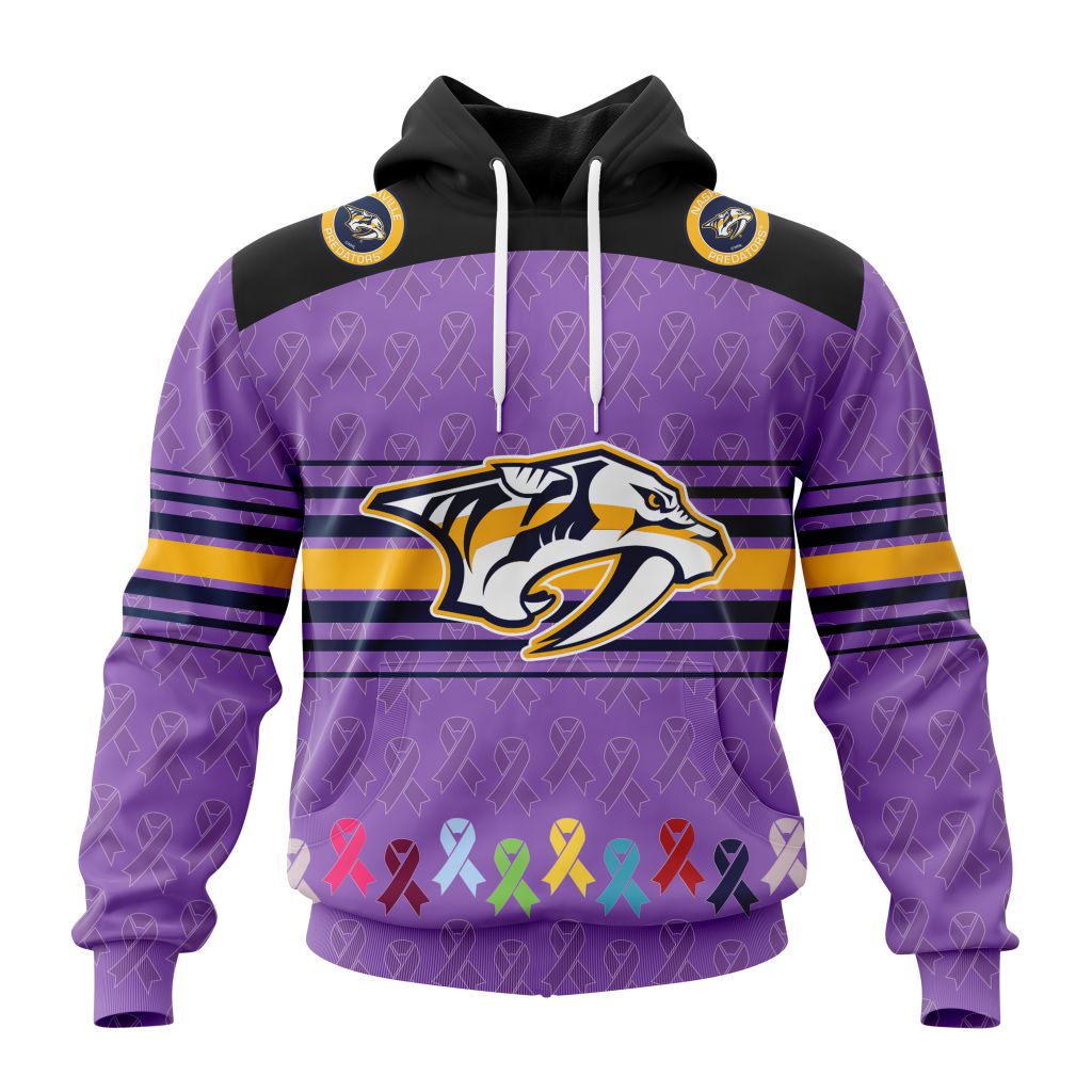 Personalized Nhl Nashville Predators Specialized Design Fights Cancer Pullover Hoodie