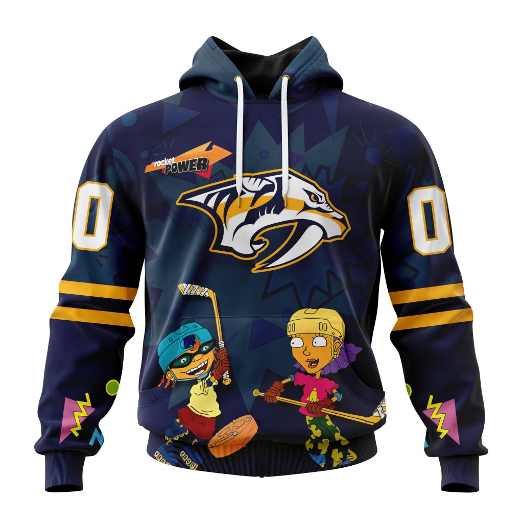 Personalized Nhl Nashville Predators Specialized For Rocket Power Pullover Hoodie