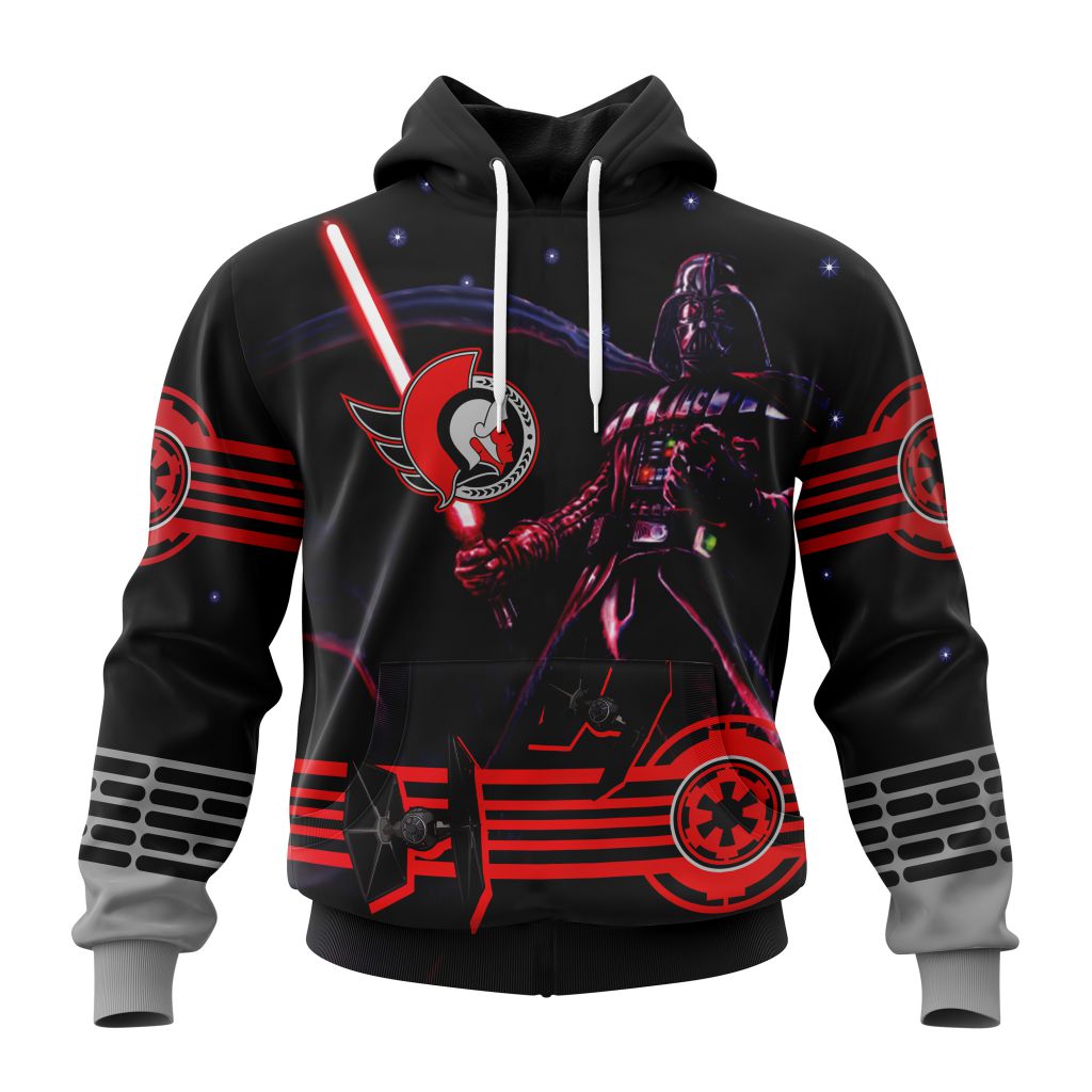 Personalized Nhl Ottawa Senators Specialized Darth Vader Version Jersey Pullover Hoodie