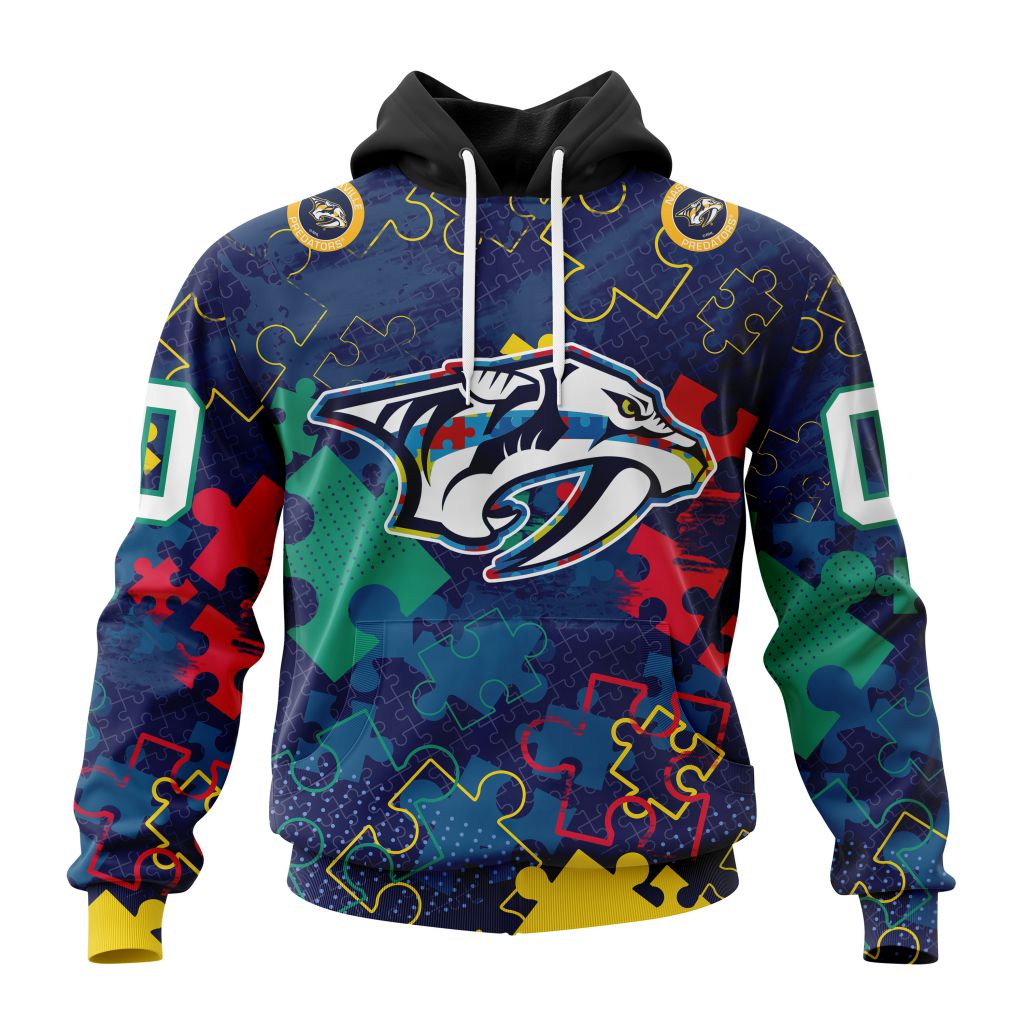 Personalized Nhl Nashville Predators Specialized Fearless Against Autism Pullover Hoodie