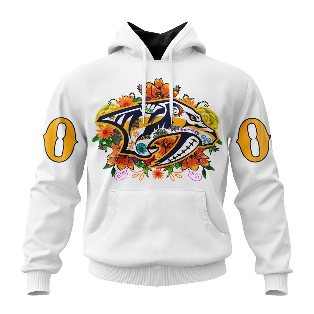 Personalized Nhl Nashville Predators Specialized Dia De Muertos Pullover Hoodie