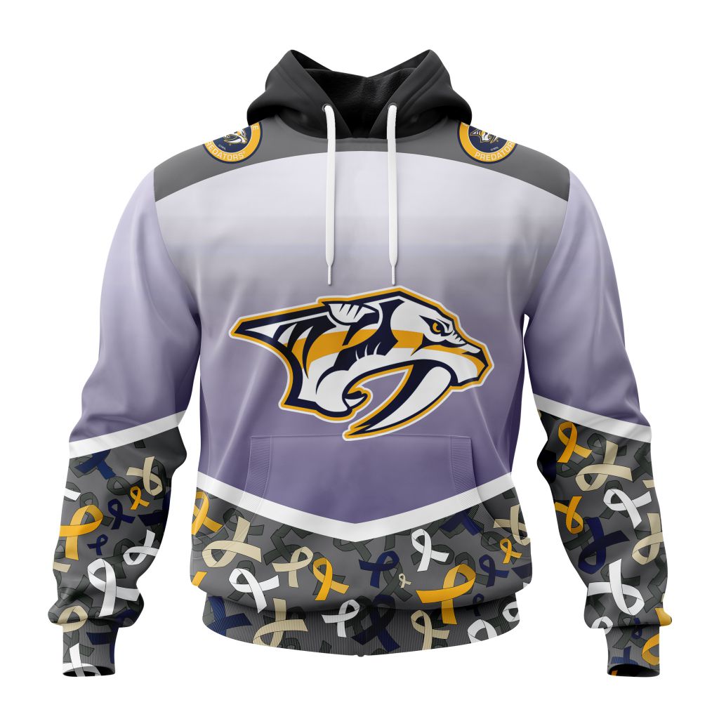 Personalized Nhl Nashville Predators Specialized Sport Fights Again All Cancer Pullover Hoodie