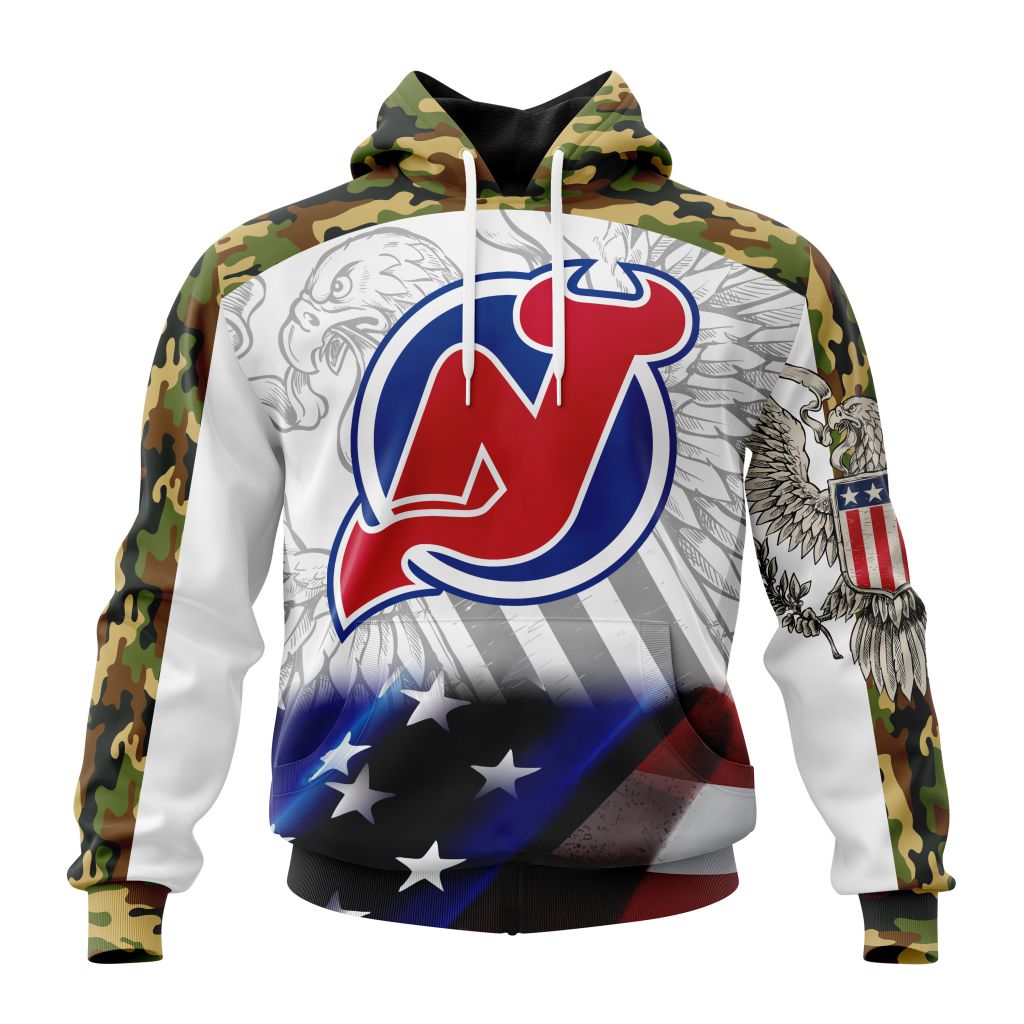 Personalized Nhl New Jersey Devils Specialized Design With Our America Eagle Flag Pullover Hoodie
