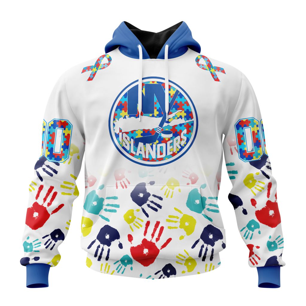Personalized Nhl New York Islanders Autism Awareness Hands Design Pullover Hoodie